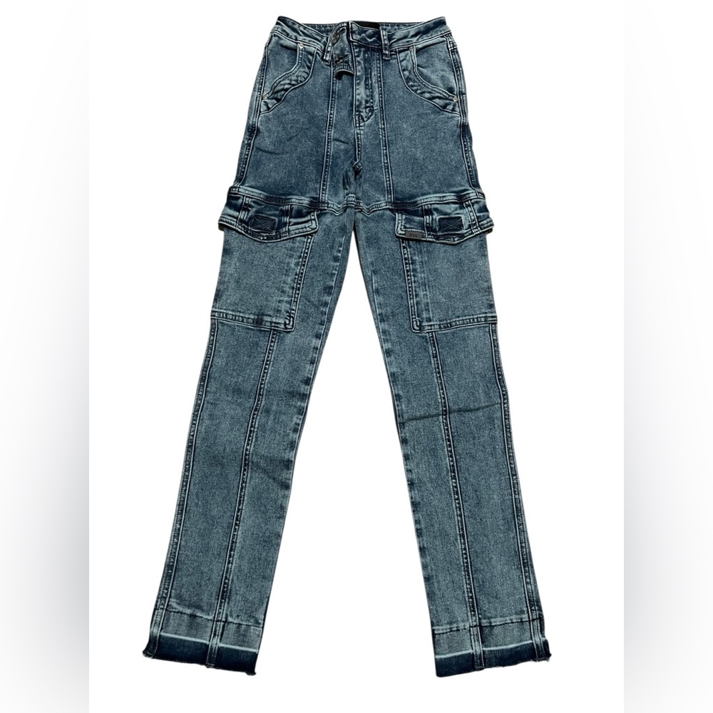 RtA Eva Slim Cargo Jeans women’s Denim pants Light‎ Wash size 26 pockets